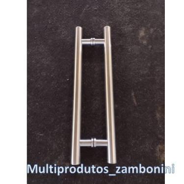 Imagem de Puxador H de Alumínio p/ Porta Pivotante 40x30cm Vidro/Madeira (Para Porta de Vidro)