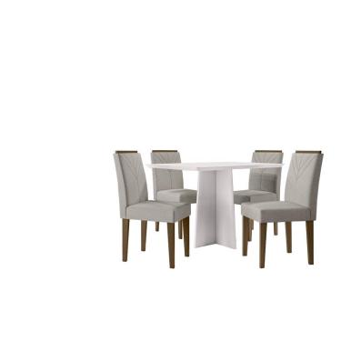 Imagem de Conjunto Sala de Jantar Anitta 1,20m e 4 Cadeiras Amanda Off White/Imbuia/Animalle Marfim - FdECOR
