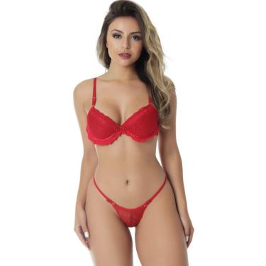 Imagem de Conjunto de Lingerie Sensual Com bojo e Tanga Fio | Sandra