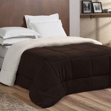 Imagem de Coberdrom Mirage Casal Sherpa e Manta Toque Lã De Carneiro 1 Peça - Marrom Escuro