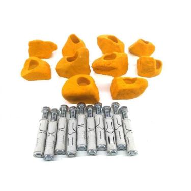 Imagem de Kit 10 Agarras Parede Escalada Alvenaria Realrock Amarela P