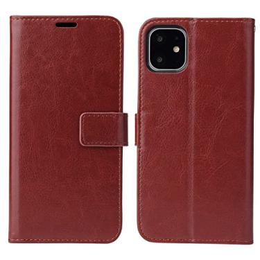 Imagem de GSYH Capa carteira para iPhone 13/13 Pro/13 Pro Max, couro PU magnético flip capa com slot para cartão de crédito suporte de visualização [TPU à prova de choque, marrom, 13 15,5 cm