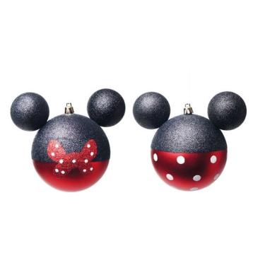 Imagem de Natal Disney - Bola Minnie Poá Preto e Vermelho 8cm - 4 Un