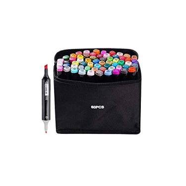 Imagem de Bestgift Caixa com 10 Canetas à base de óleo Marcador Marcador Artístico 2 Pontas 60 cores estudante