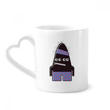 Imagem de Caneca de café de cerâmica com monstro preto universo e alienígena copo de coração de vidro