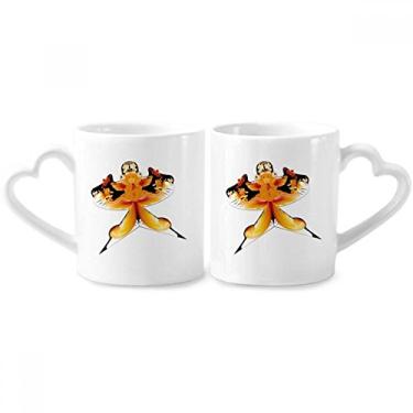 Imagem de Conjunto de canecas de porcelana para casal, padrão de pipa de cultura tradicional chinesa, coração de cerâmica