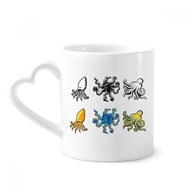 Imagem de Caneca com ilustração de padrão de polvo da vida marinha caneca de café cerâmica copo de coração de vidro