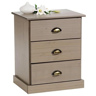 Imagem de IDIMEX Mesa Cabeceira Madeira 3 Gavetas Paris (Cinza)