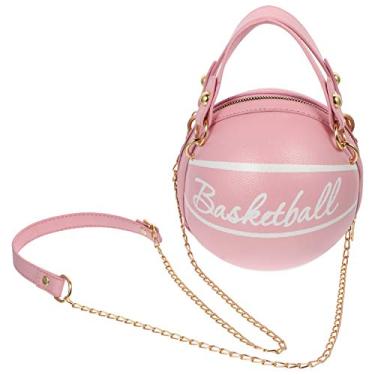 Imagem de Bolsa tiracolo Valicclud redonda em forma de basquete, bolsa de ombro circular para mulheres, Pink 1, One Size