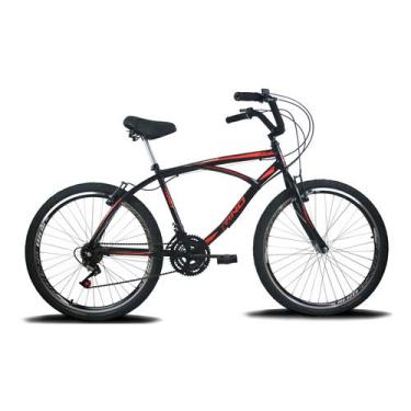 Imagem de Bicicleta Caiçara Beach Aro 26 18v (Preto/Vermelho)