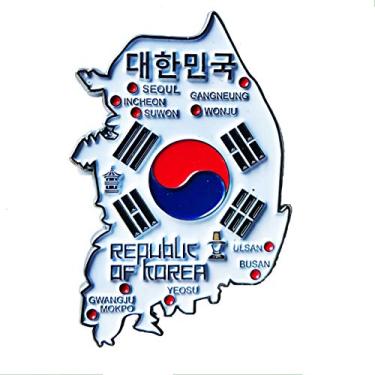 Imagem de Imã Coréia do Sul – Imã Mapa Coréia do Sul Bandeira Cidades Símbolos - Mapa Mundi Magnético - Imã Geladeira Coréia do Sul