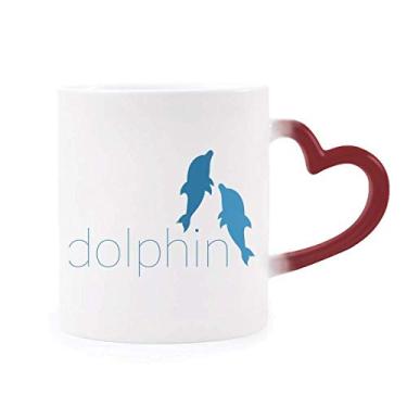 Imagem de Caneca azul oceano Docile dois golfinhos sensível ao calor Caneca vermelha muda de cor