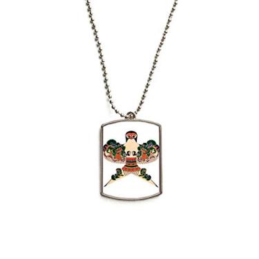 Imagem de DIYthinker Colar tradicional com pingente de corrente de aço inoxidável padrão de cultura chinesa de pipa para animais de estimação