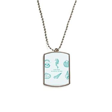 Imagem de DIYthinker Colar de animais de estimação com pingente de corrente de aço inoxidável com padrão de vida marinha de hipopótamo azul