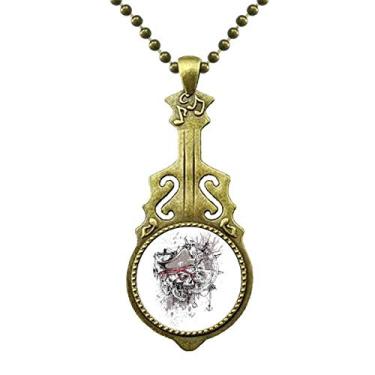 Imagem de DIYthinker Graffiti Street Colar com estampa de pirata de leme com caveira, joia antiga com pingente de música