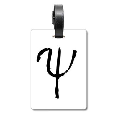 Imagem de Alfabeto Grego Psi Silhueta Preta Bolsa Etiqueta Bagagem Cartão Scutcheon Etiqueta