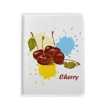 Imagem de Caderno com estampa de ilustração em aquarela Cherry Fruit Diário capa macia