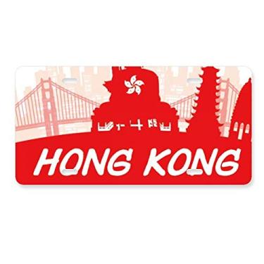 Imagem de DIYthinker Placa de carro Hongkong vermelha Silhouette China acessório de aço inoxidável para decoração de carro