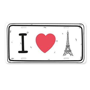 Imagem de DIYthinker I Love Eiffel Tower Palavras Padrão Placa de Licença Decoração de Carro Acessório de Aço Inoxidável
