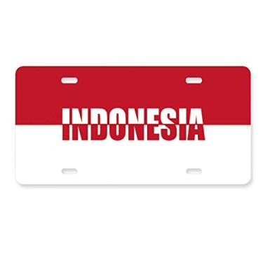 Imagem de DIYthinker Placa de carro com nome da bandeira da Indonésia em aço inoxidável para decoração de carro