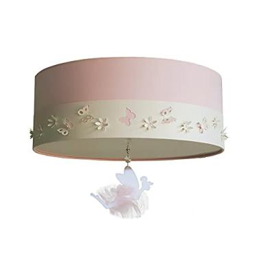 Imagem de Luminária Plafon Infantil Fadas Cúpula Rosa 40x15 2E27