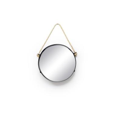 Imagem de Espelho Redondo Pequeno Decorativo Alça Em Corda - Decorglass