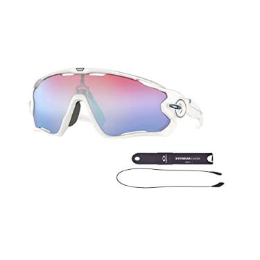 Imagem de Oakley OO9290 Jawbreaker 929021 31MM Polished White/Prizm Snow Saphire Rectangle Sunglasses for Men + BUNDLE with Oakley Accessory Leash Kit