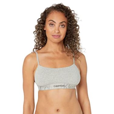 Imagem de Calvin Klein Sutiã feminino sem forro com ícone em relevo, Cinza mesclado, PP