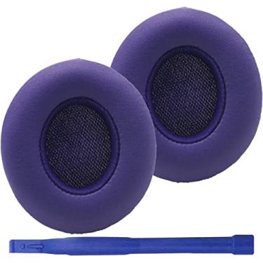 Imagem de Almofadas auriculares de substituição de couro PU de proteína compatível com fones de ouvido intra-auriculares sem fio Dr. Dre Solo 2.0 Solo3 (violeta)