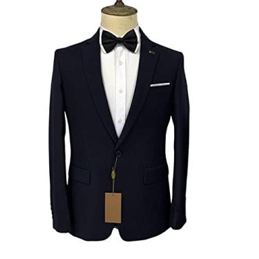 Imagem de Ternos masculinos, jaqueta de 2 peças slim fit único de casamento para festa jantar baile, azul, G (50/34)