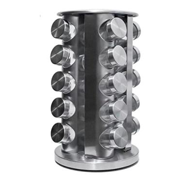 Imagem de Porta Tempero Condimento Giratório Redondo 20 Peças Inox