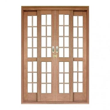 Imagem de Porta de Correr Quadriculado 4 Folhas Cedro Arana 215cmx180cmx14cm Isabela Revestimentos Natural