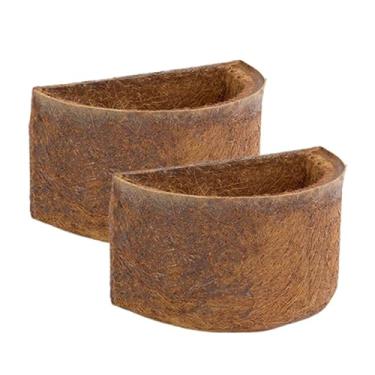 Imagem de Kit 2 Vaso Meia Lua De Parede Natural Orgânico Xaxim de Fibra de Coco Pequeno 02 Para Samambaia