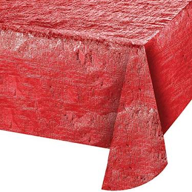 Imagem de Creative Converting Toalha de mesa de plástico com tema vermelho metálico, 0,1x108x54inc