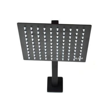 Imagem de Ducha Chuveiro Aquecedor Solar Gás Quadrado Preto 20X20Cms