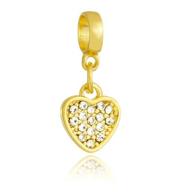 Imagem de Pingente Berloque Coração Strass Pandora Banhado a Ouro 18k - Premium
