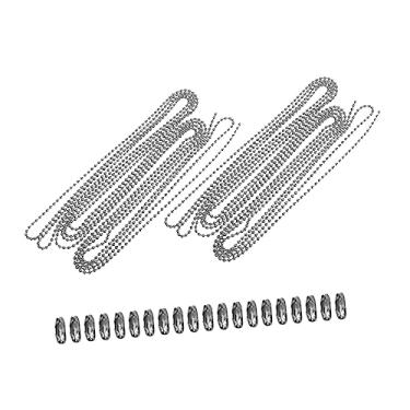 Imagem de EXCEART 2 Conjuntos corrente de contas cadeia de conectores corrente de colar Corrente de aço inoxidável Colar de corrente de bolinhas chaveiro colares corrente de prata Metal