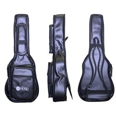 Imagem de CAPA P/ VIOLÃO FOLK PREMIUM COURO "AMS" PRETO 