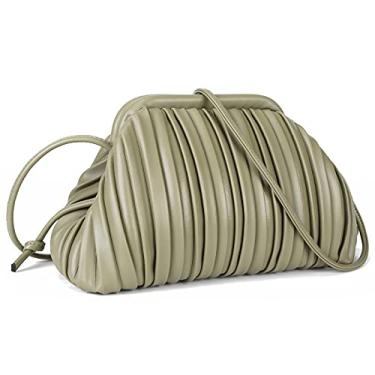 Imagem de GLITZALL Bolsa clutch e bolsa de bolinho para mulheres, bolsa de designer nuvem e bolsa franzida com alça de ombro removível, Verde, 11 x 7.5 x 4.3 inches