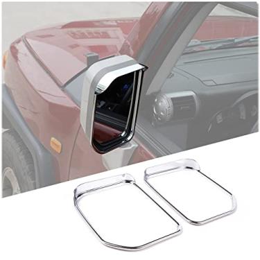 Imagem de Espelho retrovisor lateral exterior moldura de sobrancelha de chuva compatível com Toyota FJ Cruiser 2007-2021, capa de espelhos retrovisores ABS moldura de acabamento para sobrancelhas de chuva, 2 peças (prata brilhante)