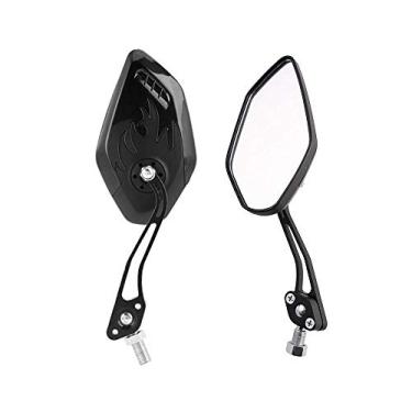 Imagem de E Support™ Preto Motocicleta Motocicleta 8 mm 10 mm Espelho Retrovisor Lateral ATV Scooter Bicicleta Fogo Chama