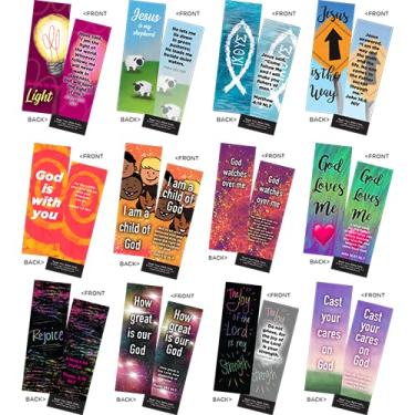 Imagem de Marcadores de Livro das Escrituras para Crianças e Jovens Pacote com 60 | Versículos populares da Bíblia | 12 desenhos, 5 de cada | Ótimo presente para construir a fé e compartilhar o Evangelho | Juventude e crianças | Variedade 1