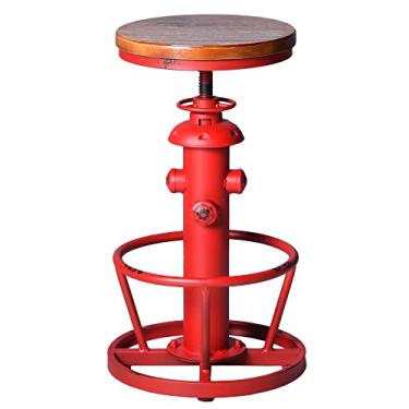 Imagem de Topower American Antique Industrial Fundo redondo altura ajustável café retrô vintage elegante tubo de água pub cozinha banco de bar vermelho antigo