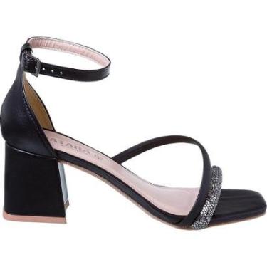 Imagem de Sandália Feminina Calcanhar Fechado Tiras Stras Confortável-Feminino