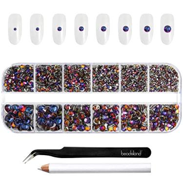 Imagem de Beadsland Rhinestones for Makeup, 8 tamanhos 2500 peças Blue Flatback Rhinestones Face Gems for Nails Crafts with Tweezers and Wax Pencil, Blue vulcão, SS4-SS30