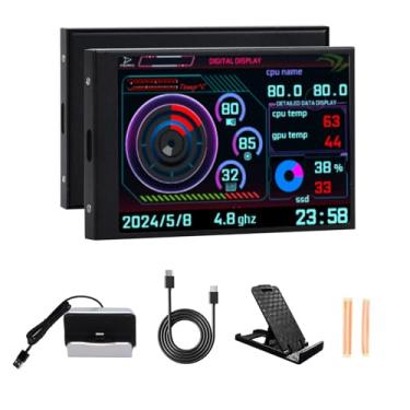 Imagem de ARCADORA Monitor de tela secundário de 3,5 polegadas, monitor de temperatura de computador, monitor de painel de sensor de PC, monitor de temperatura de PC com cabos