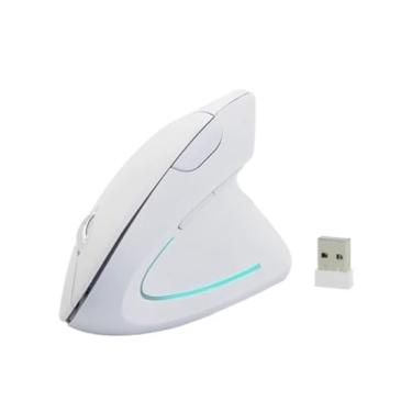 Imagem de Mouse sem fio vertical mão direita mouse optico ergonomico 2,4G 6 botoes para cas jogos escritorio na cor branco