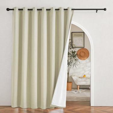 Imagem de NICETOWN Cortina bege de linho sintético redutor de ruído para sala de estar, 1 peça, proteção de privacidade e cortina superior completamente sombreada, painel de cortina de tratamento de janela