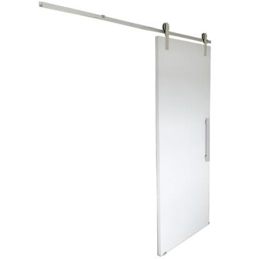 Imagem de DECORPLACE, Kit Porta Branca 1m + Kit De Correr 2m + Puxador Flat Polido