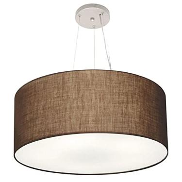 Imagem de Lustre Pendente Cilíndrico Cúpula Tecido 60x30 cm, Vivare Iluminação, Pendente4074 LC, Café, Grande